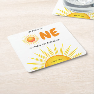 Dessous-de-verre Carré En Papier Boho Premier voyage autour du soleil 1er anniversa