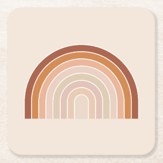 Dessous-de-verre Carré En Papier Boho Rainbow Beige Terracotta