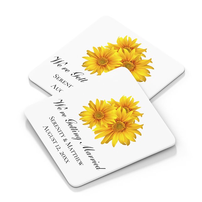 Dessous-de-verre Carré En Papier Boho Sunflower Floral Mariage (Créateur téléchargé)