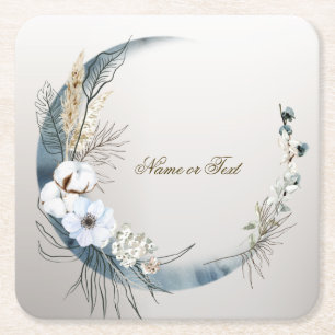 Dessous-de-verre Carré En Papier Boho White Orchidée Fleurs Blue Moon Elegant Party