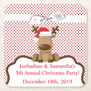 Dessous-de-verre Carré En Papier Boire des grillades Reindeer Noël XMAS Polka Dot P