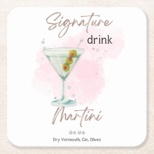 Dessous-de-verre Carré En Papier Boisson à la signature Martini