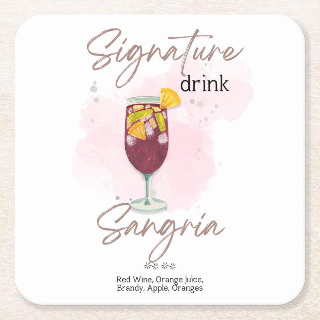 Dessous-de-verre Carré En Papier Boisson signature Sangria (Devant)