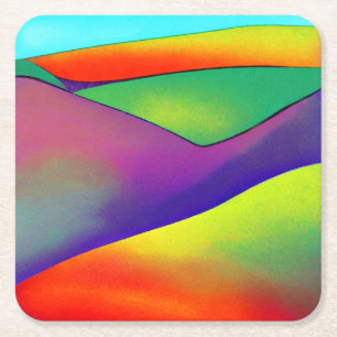 Dessous-de-verre Carré En Papier Bold Rainbow Hills