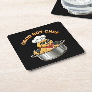Dessous-de-verre Carré En Papier Bon garçon chef cuisine chien