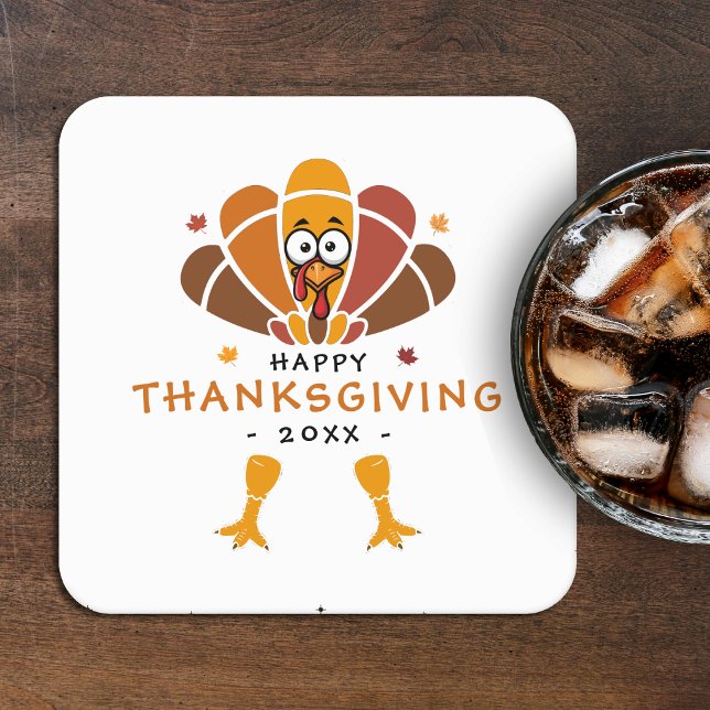 Dessous-de-verre Carré En Papier Bon thanksgiving Turquie Automne Parti d'Action d' (Happy Thanksgiving Turkey Fall Friendsgiving Party Square Paper Coaster
)