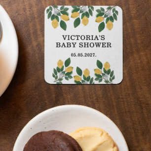 Dessous-de-verre Carré En Papier Bonbon au Baby shower de citron