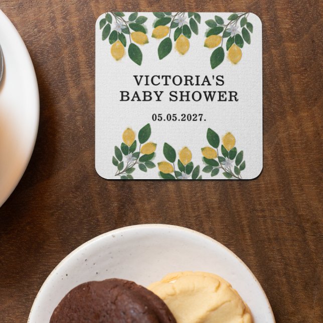 Dessous-de-verre Carré En Papier Bonbon au Baby shower de citron (Créateur téléchargé)