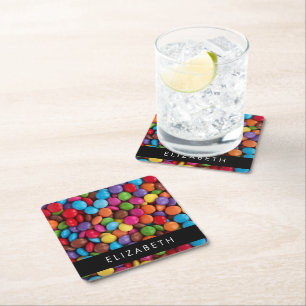Dessous-de-verre Carré En Papier Bonbons Colorés, Boutons De Bonbons, Sucres, Votre
