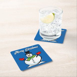 Dessous-de-verre Carré En Papier Bonhomme de neige Frosty Noël personnalisé