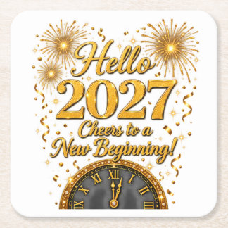 Dessous-de-verre Carré En Papier Bonjour 2027 – À la nouvelle année !