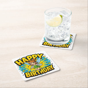 Dessous-de-verre Carré En Papier Bonne fête d'anniversaire