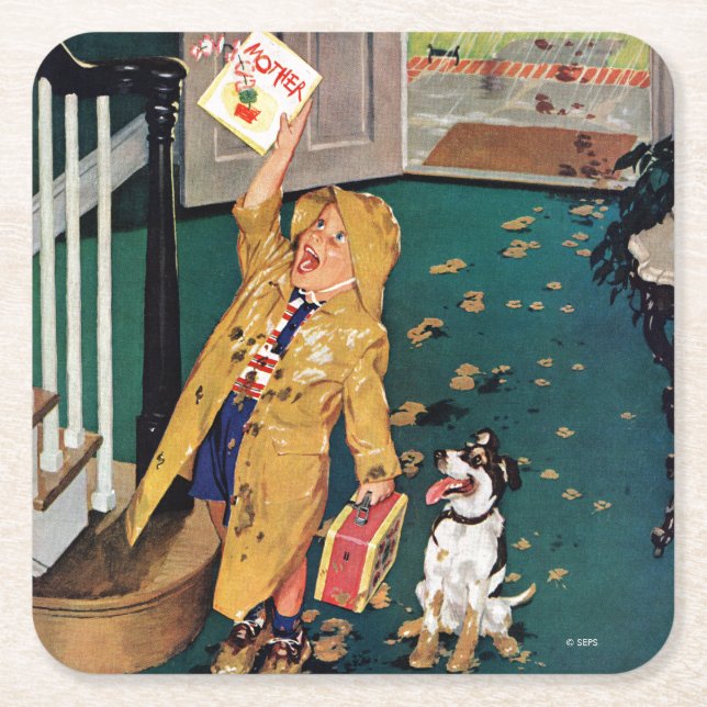 Dessous-de-verre Carré En Papier Bonne fête des mères (Devant)