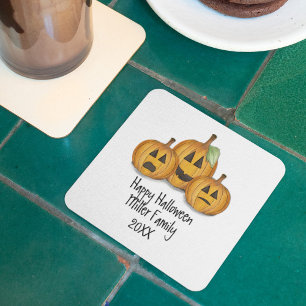 Dessous-de-verre Carré En Papier Bonne Halloween Cute Citrouille Custom