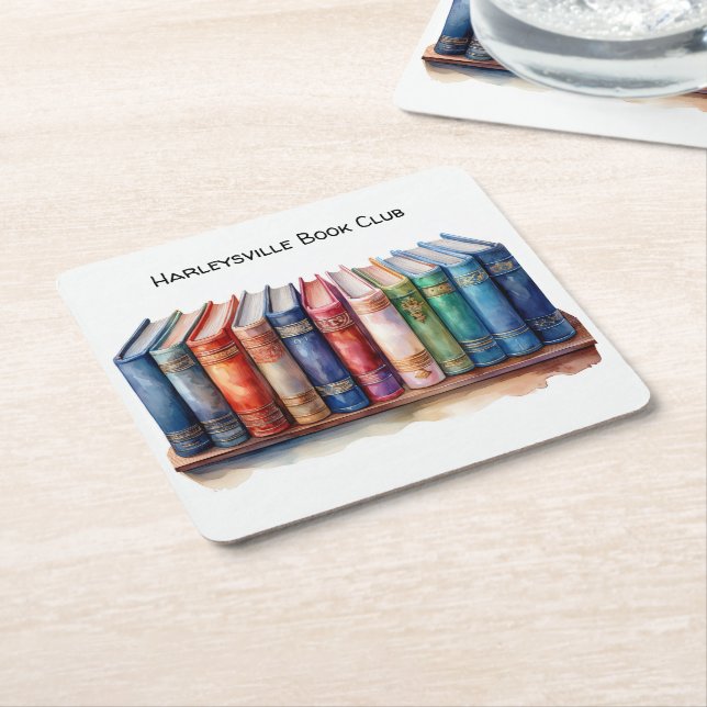 Dessous-de-verre Carré En Papier Book Club Customizable Square Beverage Coffee (Incliné)