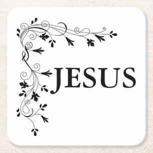 DESSOUS-DE-VERRE CARRÉ EN PAPIER BORDURE DE COIN FLORAL JESUS