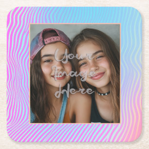 Dessous-de-verre Carré En Papier Bordure photo de la bande Vaporwave Cute Pastel
