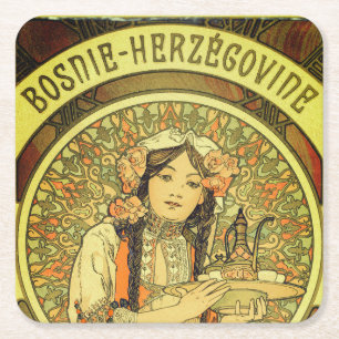 Dessous-de-verre Carré En Papier Bosnie-Herzégovine par Alphonse Mucha 1900