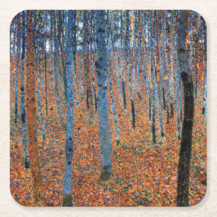 Dessous-de-verre Carré En Papier Bosquet de hêtres, Gustav Klimt