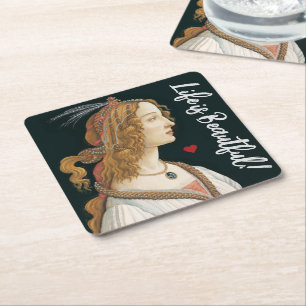 Dessous-de-verre Carré En Papier Botticelli Nymph Portrait Peinture Art