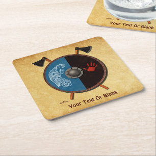 Dessous-de-verre Carré En Papier Bouclier viking et axes