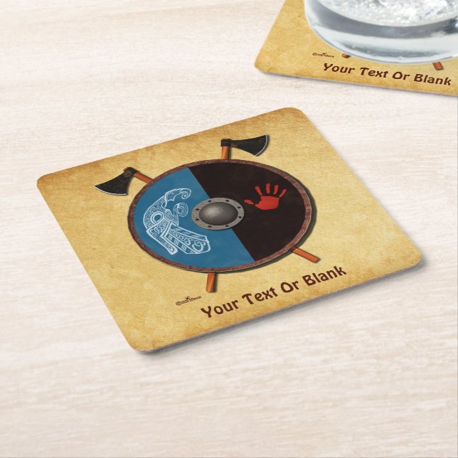 Dessous-de-verre Carré En Papier Bouclier viking et axes (Incliné)