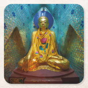 Dessous-de-verre Carré En Papier Bouddha dans une alcôve ornée