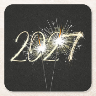 Dessous-de-verre Carré En Papier Bougies d'anniversaire 2027 du Nouvel An