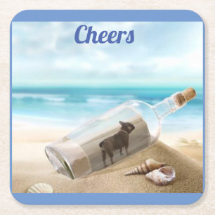 Dessous-de-verre Carré En Papier Bouledogue français Cheers French Bulldog