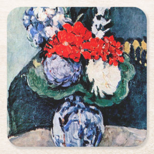 Dessous-de-verre Carré En Papier Bouquet avec Little Delft, Paul Cezanne