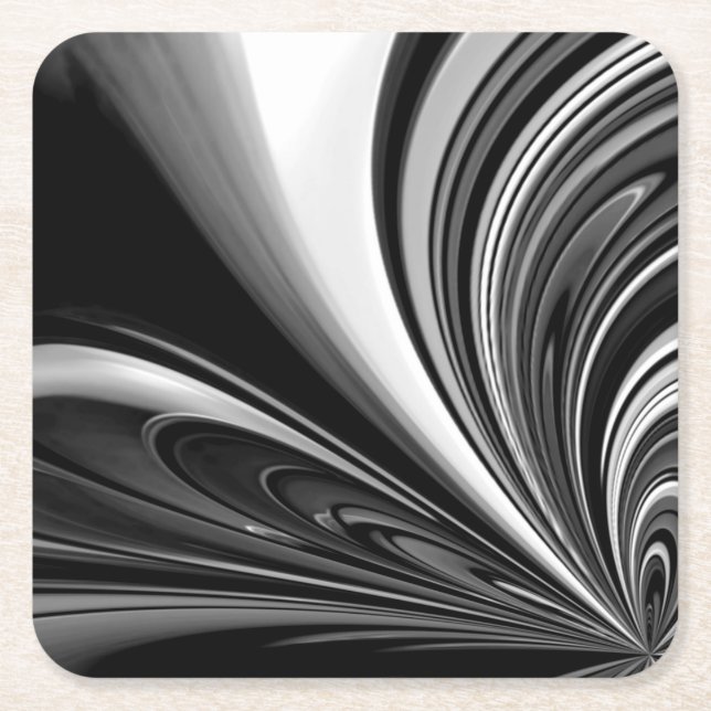 Dessous-de-verre Carré En Papier Bow noir et blanc Abstrait (Devant)
