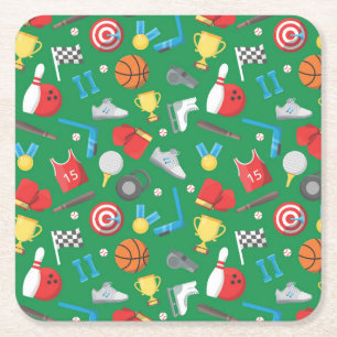Dessous-de-verre Carré En Papier Bowling, Patinage, Tir À L'Arc, Basket-Ball, Plais
