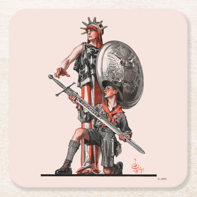 Dessous-de-verre Carré En Papier Boy Scout et Liberty (Devant)