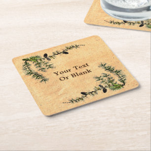 Dessous-de-verre Carré En Papier Branches de mélèzes