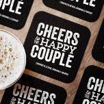 Dessous-de-verre Carré En Papier Bravo au couple heureux de la répétition noire dîn<br><div class="desc">Avant le jour de votre mariage, amusez-vous avec une célébration "Brews Before I Do". Que ce soit pour un dîner de répétition, une soirée de baccalauréat ou une fête de fiançailles, ce dessous de verre audacieux et amusant est parfait pour une brasserie ou une fête autour de la bière. Ce...</div>