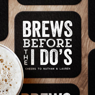 Dessous-de-verre Carré En Papier Brève avant la fête de célibataire noir et blanc