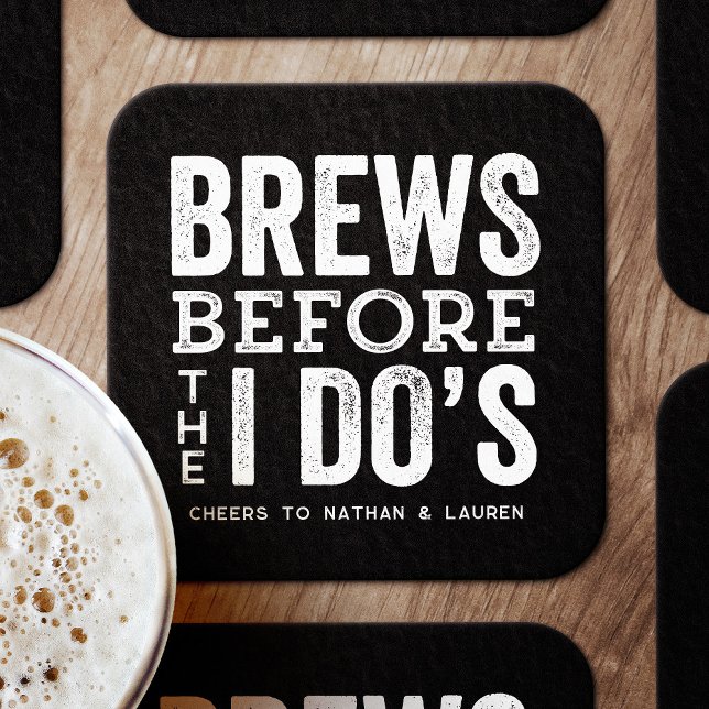 Dessous-de-verre Carré En Papier Brève avant la fête de célibataire noir et blanc (Créateur téléchargé)