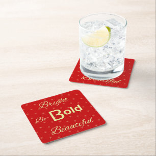 Dessous-de-verre Carré En Papier Bright Bold Beautiful inspire l'or rouge