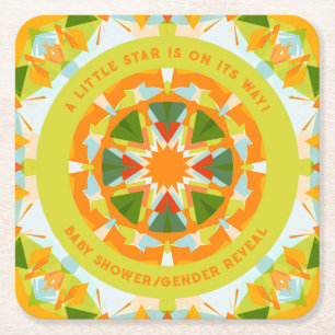 Dessous-de-verre Carré En Papier Bright Orange Green Star Baby’s Girl’s Boy’s Shoy