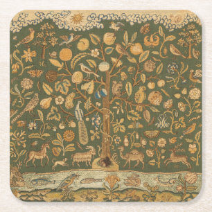 Dessous-de-verre Carré En Papier Broderie Anglaise Antique sur Canevas : Arbre de V