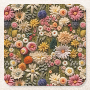 Dessous-de-verre Carré En Papier Broderie fleur sauvage