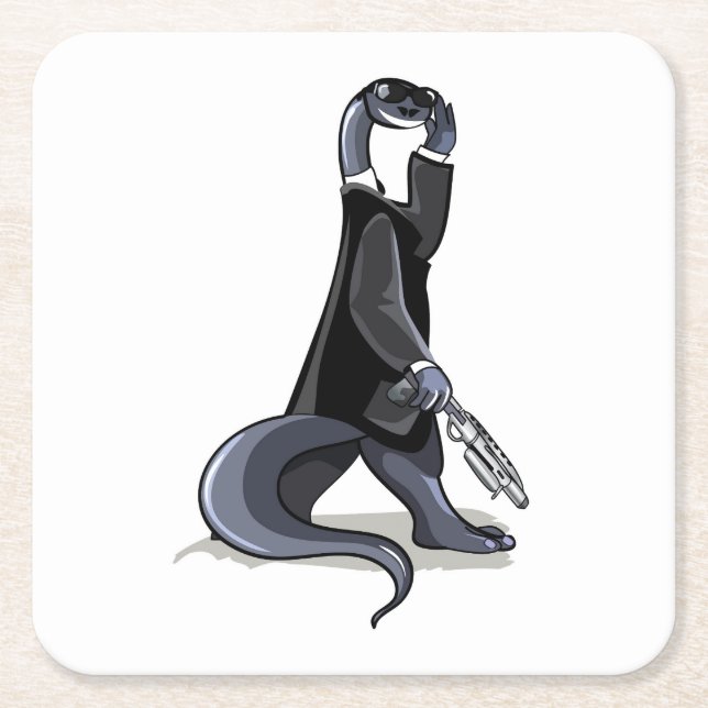 Dessous-de-verre Carré En Papier Brontosaurus Habillé Comme Un Personnage De Film. (Devant)