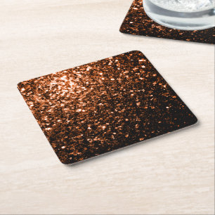 Dessous-de-verre Carré En Papier Bronze orange marron cuivre faux paillettes scinti