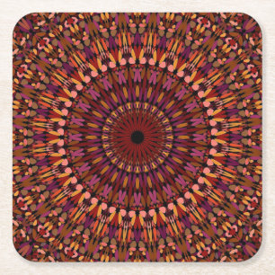 Dessous-de-verre Carré En Papier Brown floral Mandala Design-48566