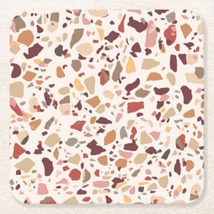 Dessous-de-verre Carré En Papier Brown terrazzo : vintage, motif à la mode.