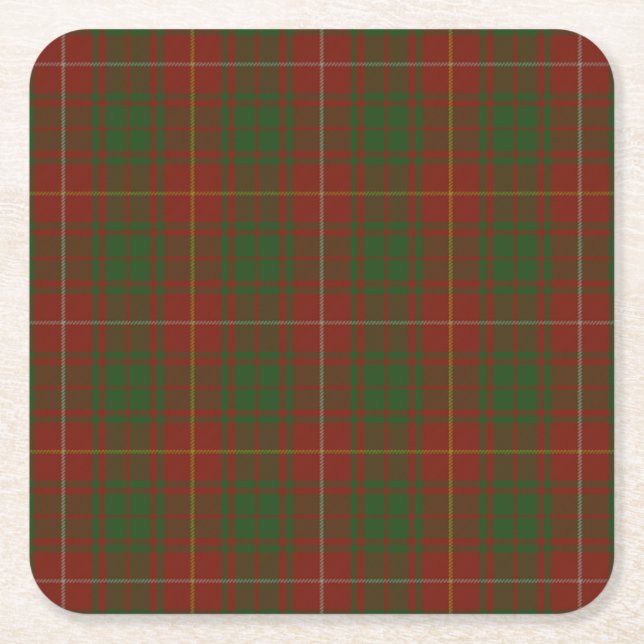 Dessous-de-verre Carré En Papier Bruce Clan tartan - vert rouge (Devant)