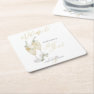 Dessous-de-verre Carré En Papier Brunch de mariage au champagne avec calligraphie d