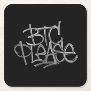 Dessous-de-verre Carré En Papier "BTC Please" (Noir)