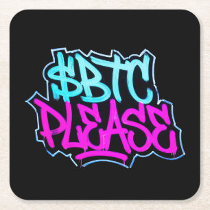 Dessous-de-verre Carré En Papier "$BTC S'il vous plaît" (Style 1)