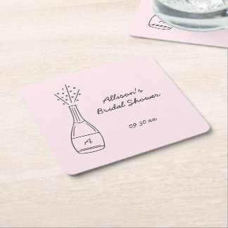 Dessous-de-verre Carré En Papier Bubbly Popping Champagne Bottle Bridal Shower